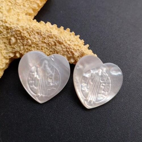 100pcs/lot 15mm 17mm 20mm Natural Heart San Benito Madonna Mother of Pearl Shell Heart san Benito Mother Pearl for DIY Jewelry