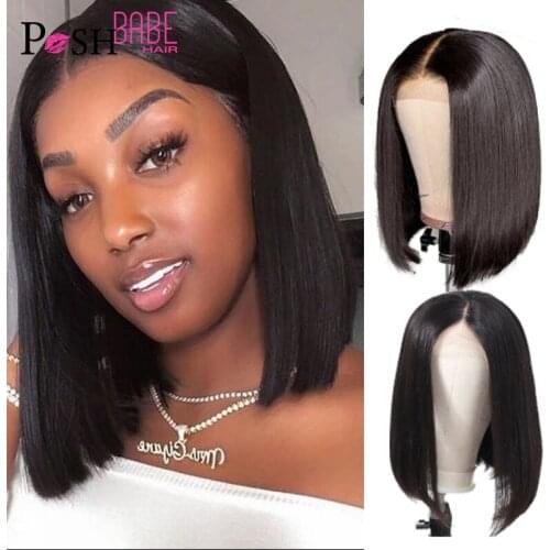 13*4 Bob Wig Pre Plucked Lace Frontal Wig 150% Density 10 12 inch Malaysian Remy Straight Glueless Wig Human Hair Free Shipping
