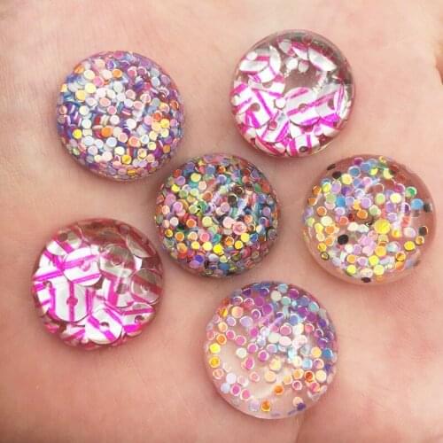 36PCS Resin 20mm Colorful Glitter Round Bead Flatback Rhinestone Scrapbook Crafts Diy Wedding Appliques SG17