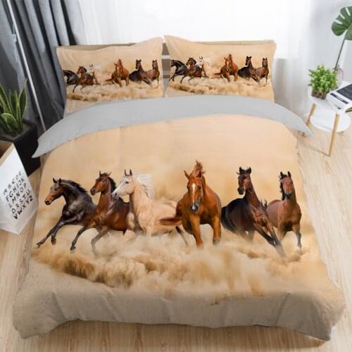 3D Black White Horse Duvet Cover Queen 220x240 260x240 Quilt Cover Single Double King Full Size Comforter Bedding Set For Kids