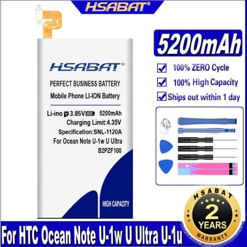 HSABAT B2PZF100 5200mAh Battery For HTC Ocean Note U-1w U Ultra U-1u Batteries