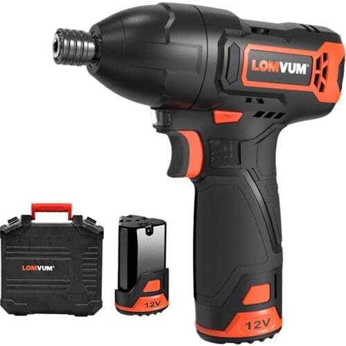 LOMVUM Electric Screwdriver 12V Cordless Impact Drilling Screwdriving Home DIY Power Tools 6.35mm 1-4'' Chuck 2.0Ah Battery