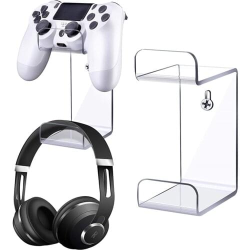 2pcs Acrylic Headphone Hanger Holder Wall Mount Headset Stand Display Bracket For PS5 XBOX Controllers Headphone Hanging Hook