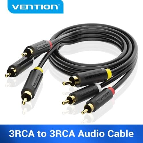 Vention 3RCA to 3RCA Audio Cable Gold Plated Male to Male Video Audio AV Cable for DVD TV VCD Blueplayer 1m/1.5m/2m RCA Cable
