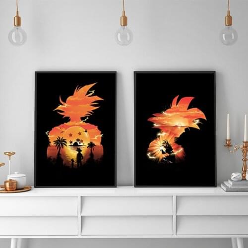 Bandai Dragon Ball Anime Goku Landscape Art Poster Canvas Painting Living Room Home Decoration Wall Picture Mural Decor Cudros