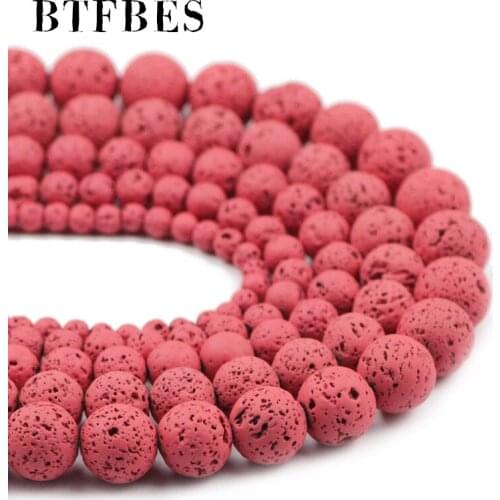BTFBES Natural Stone watermelon red Lava Hematite Round Beads For Jewelry Making Volcanic Rock Beads DIY Bracelet Ear Studs 15