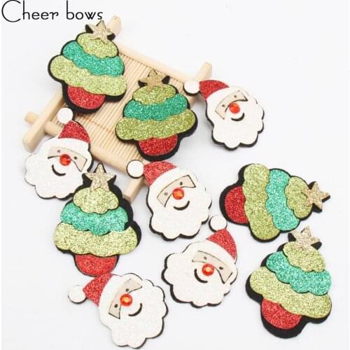 Cheer bow DIY Craft Glitter Patches Felt Christmas Tree Hair Bow Decor Accessories Patches For Kids Clothing Craft Materials