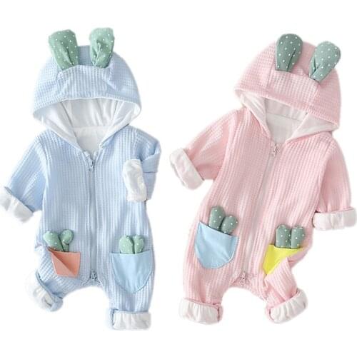 Rompers Baby Boy Girl Costume Warm Spring autumn cotton romper Playsuit Newborn Infant Hooded Clothes For Kid