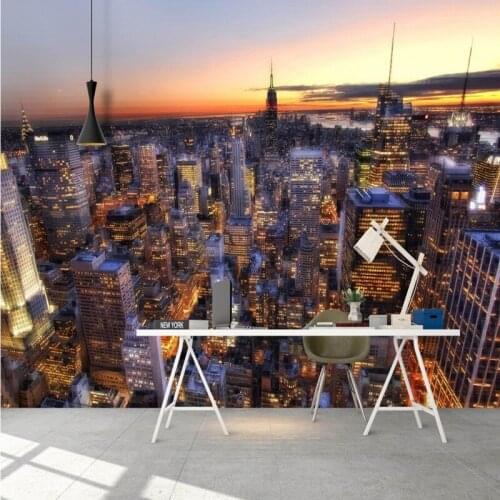 Photo wallpaper Beautiful City night view TV background wallpaper living room restaurant shopping mall corridor mural
