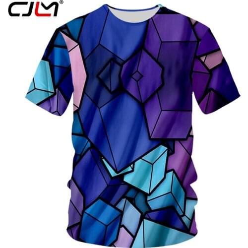 CJLM T-shirts Men Colorful Trangle 3d Funny Print Tshirt Casual Crewneck Hip Hop Fashion Streetwear Outfits Summer Top Tee Shirt