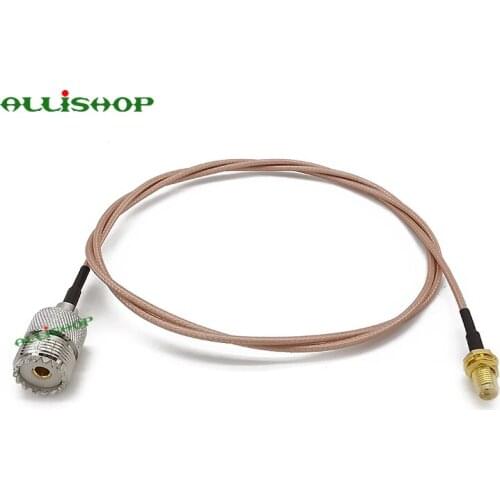 SMA Female to UHF PL-259 SO-239 Female RG316D Double Shield Silver Handheld Antenna Cable for Hamdheld Ham Radio 1/2/6/9/12/15M