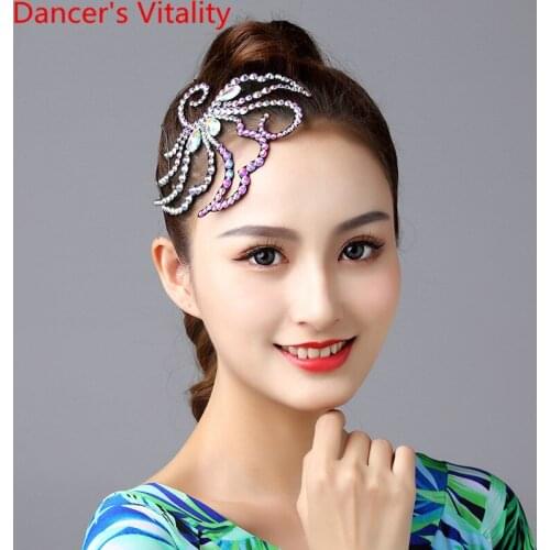 Latin Dance Headdress National Standard Dancing Competition Rhinestone Accessories Children Professional Walt Stage Decoration