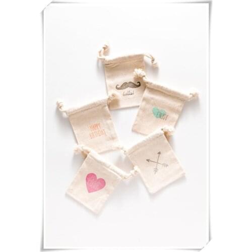 Customized silk screen printing Logo cotton gift Bags cotton drawstring bags Jewelry gift pouch Free Shipping