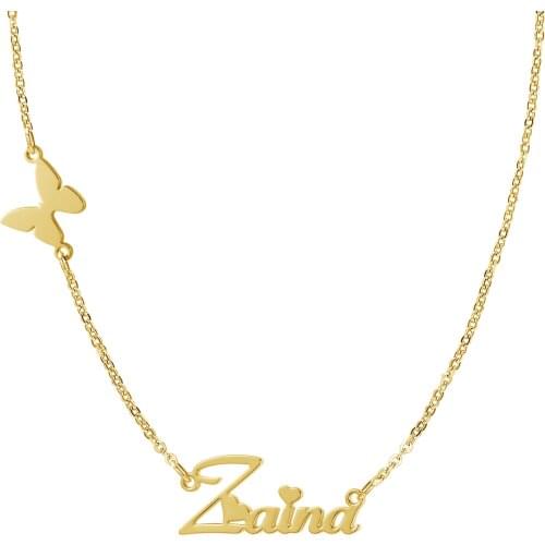 Custome Name Necklace Butterfly Necklace Pendant For Girlfriend 18k Gold Stainless Steel Plated Lovers Friends Birthday Gifts