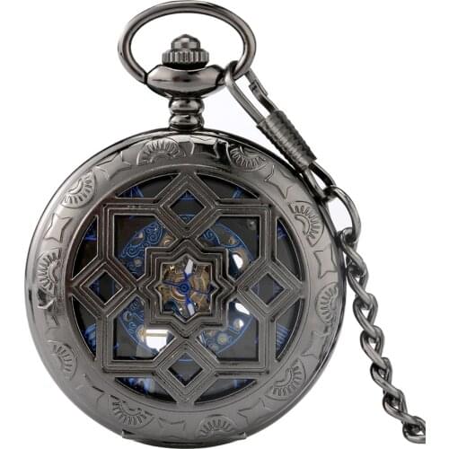 Exquisite Vintage Hollow Flower Display Manual Mechanical Pocket Watch Accessory Pendant Hand Winding Clock Gifts Male