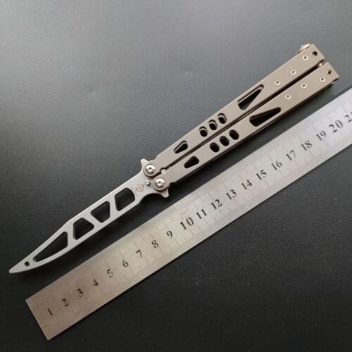 Baliplus Tach 2 Butterfly Trainer Knife VG10 Blade Bushings System Titanium Handle Jilt Pocket Free-swinging Flipper Knives