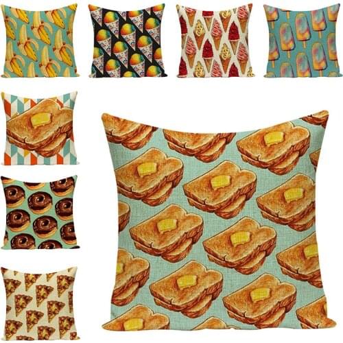Food Printed Cushion Cover Linen Decorative Pillow Cases Sofa Throw Pillowcase Car Seat Accessories Home Textile Decor 45x45cm