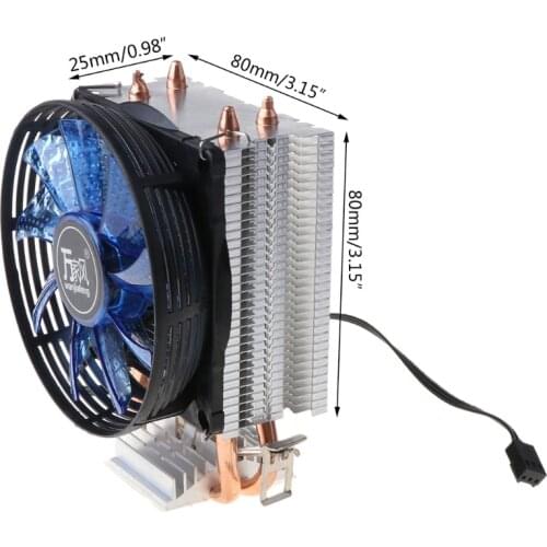 2021 New CPU Cooler Master 2 Pure Copper Heat-pipes Fan with Blue Light Cooling System