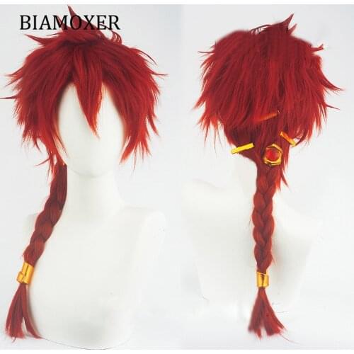 Alexander the Great Cosplay Wig Fate Grand Order Rider Red Braids Straight Synthetic Hair