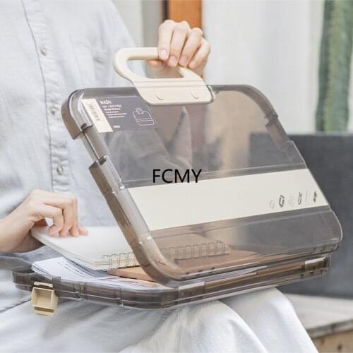 Document Bag Transparent Gridding Box Cover Storage Bags Pen Filing Products High Capacity Folder Office & School Supplies