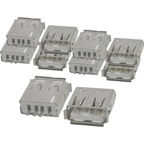MAHA 10 Pcs Straight Solder Type USB A Female Plug Jack Connector