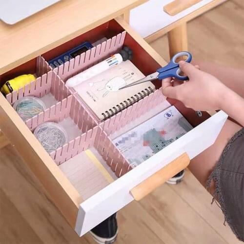 Adjustable Plastic Drawer Divider DIY Storage Shelves Household Free Combination Partition Board Space-saving Division Tools
