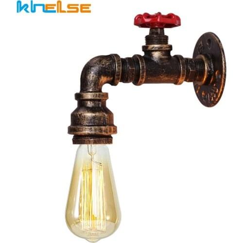 Retro Industrial Wall Lamp Vintage Iron Rust Water Pipe Lamps E27 Loft Light Plated Indoor Lighting Home Bedroom Restaurant Deco