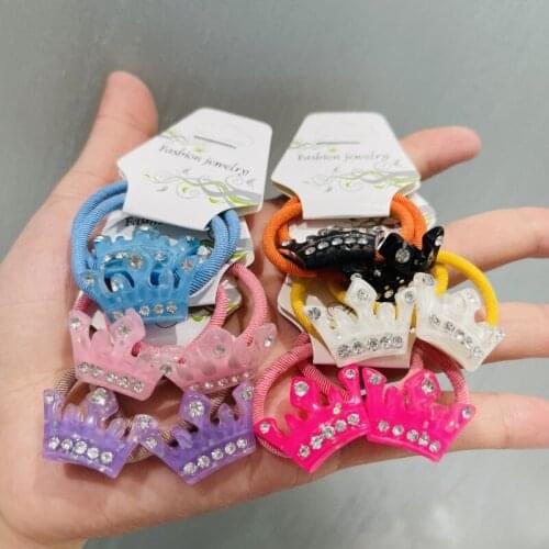 12Pcs/Set Girls Crystal Crown Rubber Elastic Hair Bands Children Ponytail Holder Scrunchie Headband Kids Women Hair Accessories