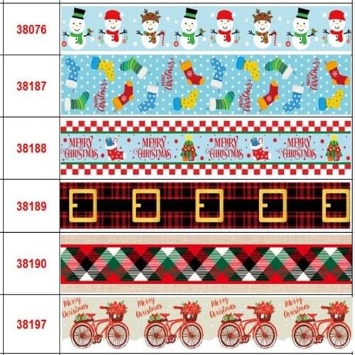 16mm,22mm,25mm Snowman Christmas Stocking Print Christmas Ribbon for Gift Wrapping Wedding Decoration Hair Bows DIY 50yards