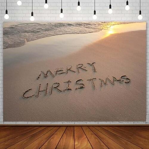 Merry Christmas Backdrop Seaside Beach Sunshine Holiday Children Photography Background Photoshoot Studio Decor Props Photozone