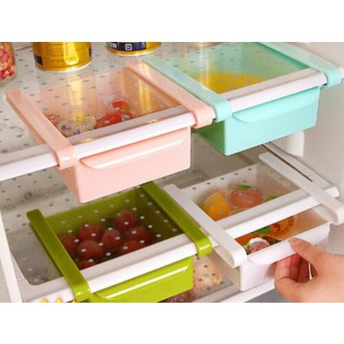 Mini ABS Slide Kitchen Fridge Freezer Space Saver Organization Storage Rack Bathroom Shelf