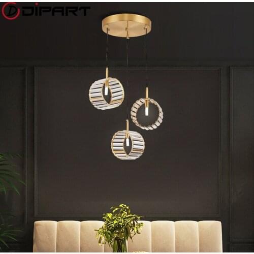 Modern Led Pendant Lights Copper hanglamp Crystals Vintage Industrial Pendant lamp For Dining room Bedroom Living room Bar deco