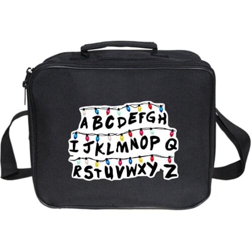 Picnic Storage Bag Stranger Things Print Special Purpose Bags Canvas Lunch Bags Students School Storage Bag Food Insulated Bag