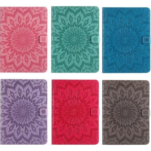 T350 Case For Samsung Galaxy Tab A 8.0 inch SM-T350 T355 SM-T355 Cover Funda Tablet Sunflower Embossed PU Leather Stand Shell