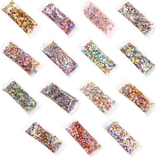 T5UF 1000Pcs/Pack Clay Resin Fillings Craft Fruit Leaf Flowers Pattern Mixed Filler