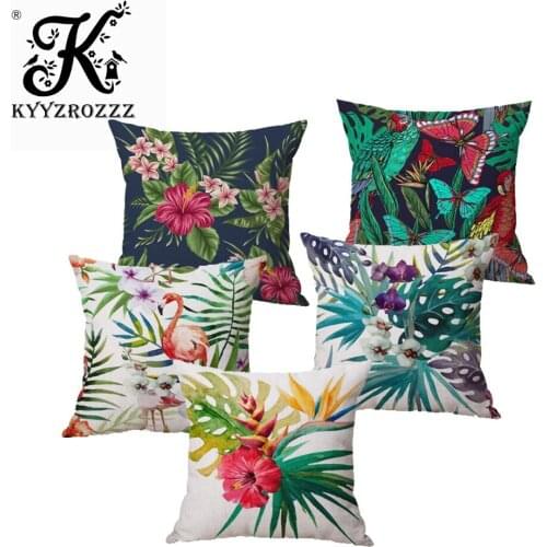 Tropical plant Flowers Grass One Side Printing Home Decor Sofa Car Seat Decorative Cushion Cover Pillow Case Capa Almofada
