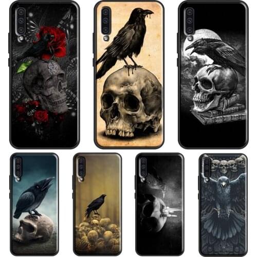 Crow Skull Raven Moonlight For Samsung A12 A32 A42 A52 A72 A71 A51 A41 A31 A11 A70 A50 A40 A10 A02 A21S Phone Cover