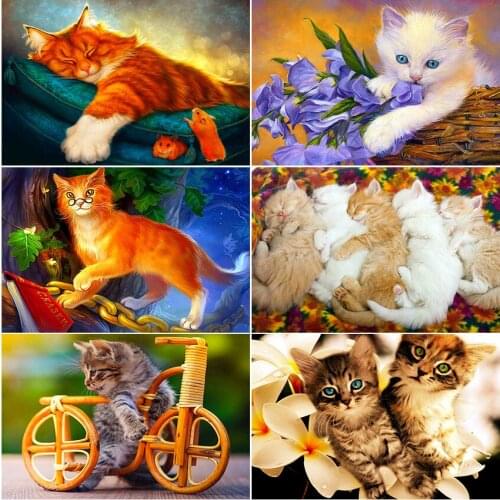 Cross stitch mosaic cuadros full square Cat flower mouse animal embroidery 5d diamond painting kit set complet dirll drawing art