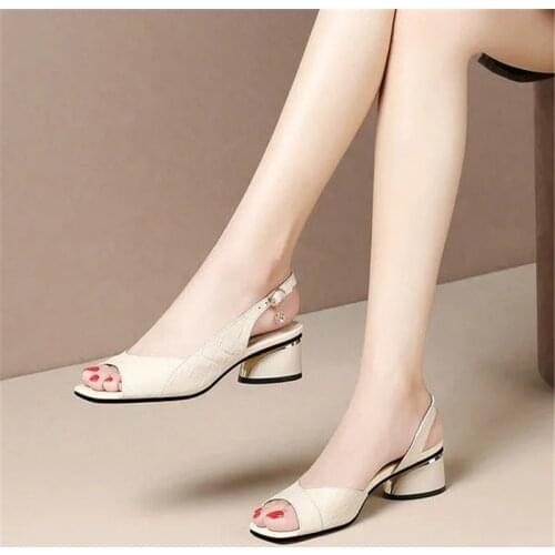 2021 Summer Hollow Out Women Sandals Fashion Peep Toe Buckle Strap Ladies Shoes Office Lady Pumps High Heel Shallow Dress Shoes