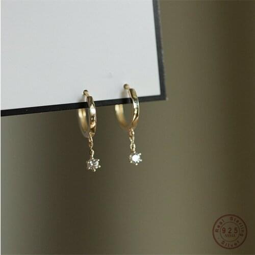 925 Sterling Silver Korean Version Small Crystal Earrings For Women Classic Fashion Wedding Party Jewelry Gift