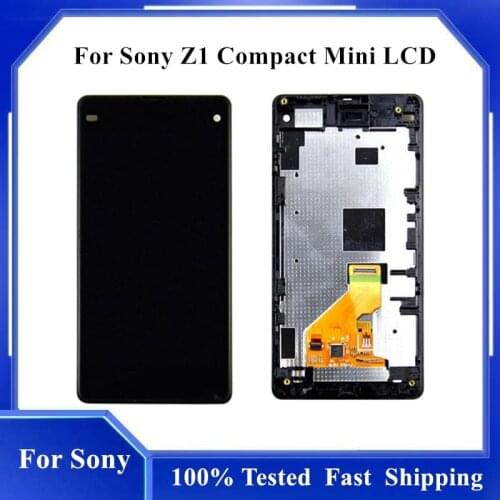4.3" For Sony Z1 Compact Mini D5503 M51w z1mini LCD Display Touch Screen Digitizer Assembly With Frame For Sony Z1 Mini LCD