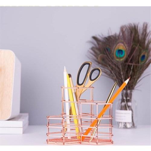 Nordic 1pc Pen Pencil Pot Holder Rose Gold Container Organizer Home Desk Stationery Decor