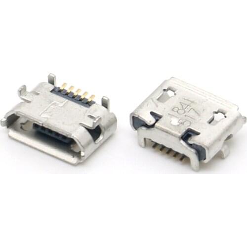 100pcs Micro USB 5pin Jack Ox horn 7.2*4.85MM Mini usb Connector DIP4 for G11 Mobile Phone Charging tail socket