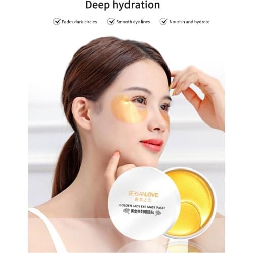 24K Gold Crystal Collagen Gel Eye patches 60pcs Sleep Mask Remover Wrinkle Anti Age Bag Dark Circles Eye Masks Eyes Care TSLM2