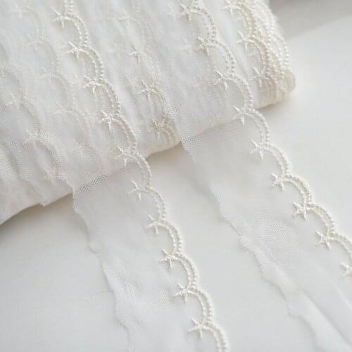 4.5cm Wide 5meters/pack Beige Mesh Star Embroider Trim Clothes/Dress Hem Decoration Material X508