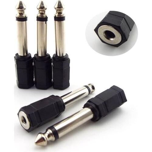 5pcs 3.5mm Mono Plug Audio Adaptor Converter Female Stereo Connector 3.5mm Jack Socket Gold Plated Durable Earphone Adapter W17