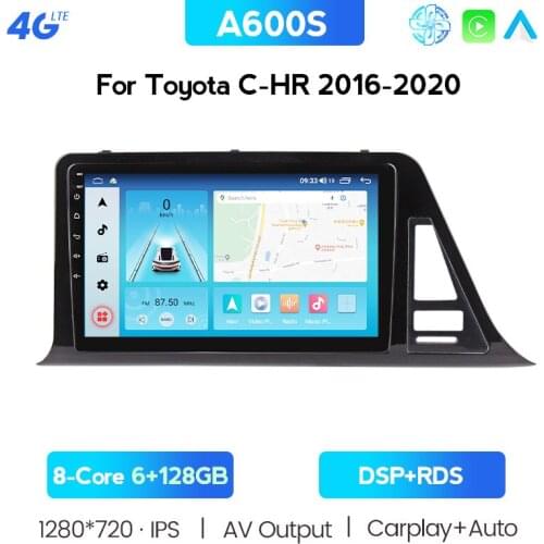 Android 10 Car Radio For Toyota C-HR 2016 2017 2018 Multimedia Player GPS Navi DSP CarPlay 1280*720 IPS Screen 6GB+128GB Cooling