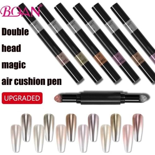 BQAN 1pc Double Head Air Cushion Magic Powder Pen Laqcuer Nail Art High Quality Mirror Effect Nail Makeup Fast Design Powder