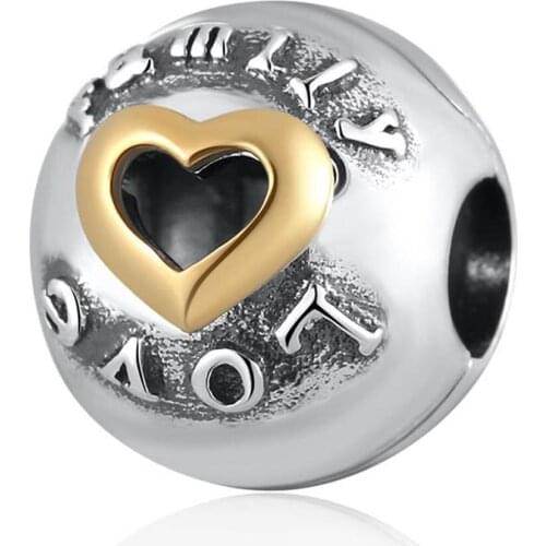 Authentic S925 Family & Love Clip Stopper Beads Charm fit Lady Bracelet Bangle For Women DIY Jewelry