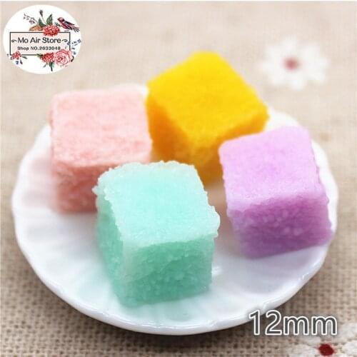 Cube sugar candy 10PCS 12mm Resin Flatback Cabochon Miniature Food Art Supply Decoration Charm